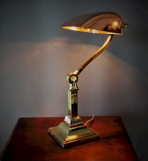 Antique Bankers Lamp In Brass With Copper Shade Latest Stock Art