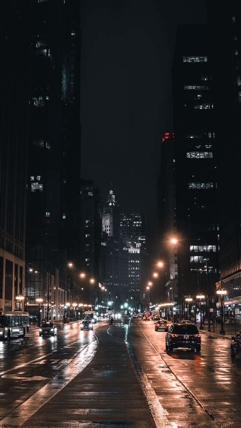 Download Wallpaper 1350x2400 Night City Street City Lights Traffic