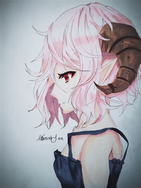Anime Girl With Horns Pink Hair Gambarku