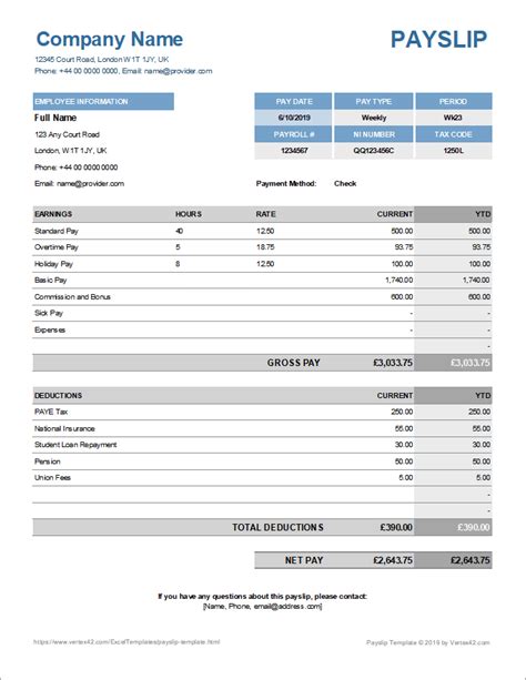 Free Printable Payslip Template South Africa