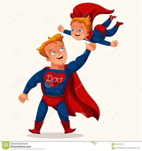 Superhero Daddy Flat Colorful Poster Stock Vector