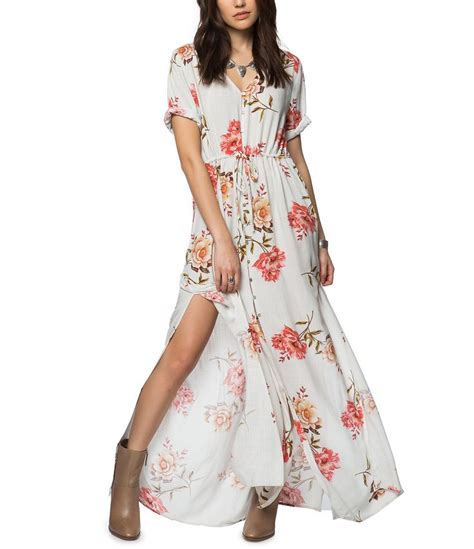 Oneill Cadey Floral Printed Maxi Dress Dillards Womens Maxi Dresses Button Front Maxi Dress