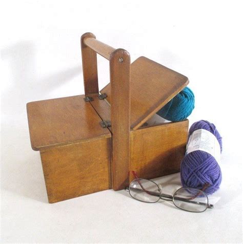Small Wooden Sewing Box Vintage Handmade Multi Use Craft Etsy