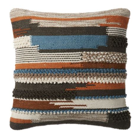 Orangeblue Woven Pillow 18 In Boho Chic Decor Affordable Pillow