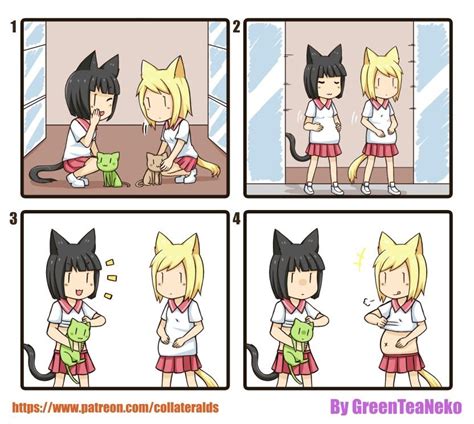 greenteaneko neko anime funny funny comics green tea neko