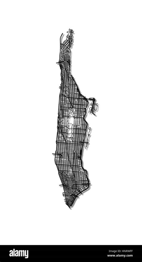 Streets Manhattan Outline Map Black And White Stock Photos And Images Alamy
