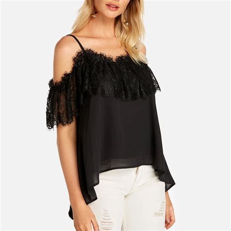 sexy lace shash neck puff sleeve women top blouses summer patchwork see through off shoulder