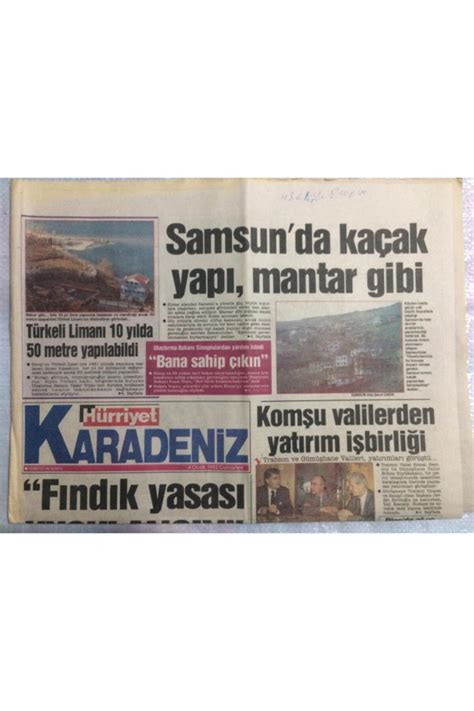 Gökçe Koleksiyon Hürriyet Gazetesi Karadeniz Eki 4 Ocak 1992 Fındık