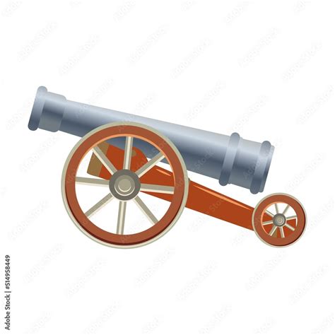 medieval cannon on wheels in cartoon style vector illustration of old weapons illustration of