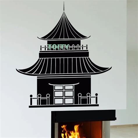 Vinyl Wall Decal Japanese Pagoda Architecture Oriental Decor Sticker