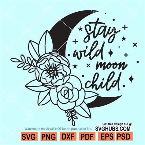 Moon Child Svg Silhouette Svg For Cricut Wavy Letters Svg Baby Svg