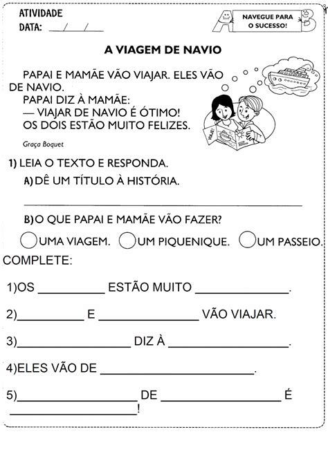 Atividade De Interpretação De Texto 1 Ano