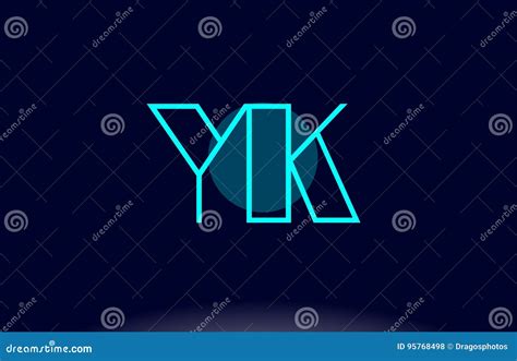 yk y k blue line circle alphabet letter logo icon template vector design stock vector