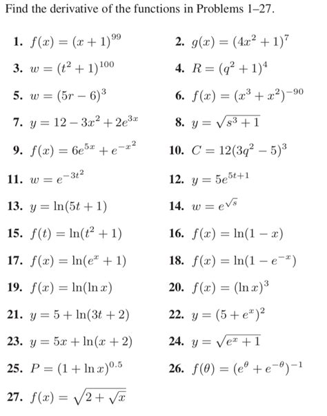 Solved Find The Derivative Of The Functions In Problems