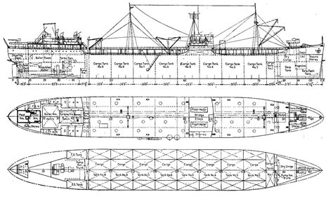 General Plan T2 Tanker Deck Plans Tanker Ship Cargo Shipping