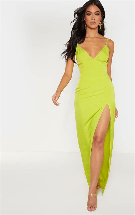 Lime Strappy Cross Back Maxi Dress Dresses Prettylittlething