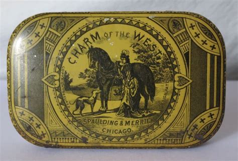 Charm Of The West Antique Flat Pocket Tobacco Tin Spaulding And Merrick