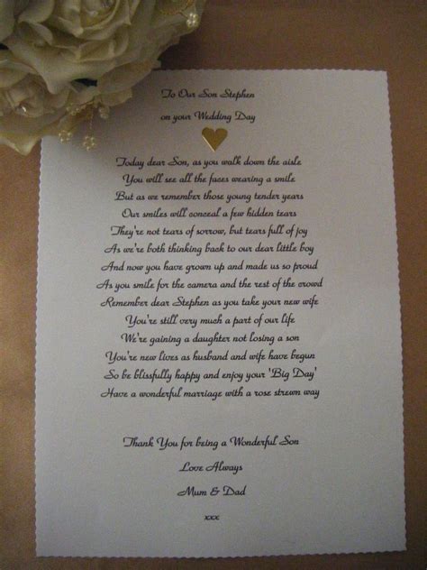 I love my son, s, inspirational, s my son. Personalised Wedding Poem Scroll - To Our Son on his ...