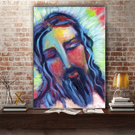 Handmade Impression Jesus Canvas Painting Abstract Jesus Figure