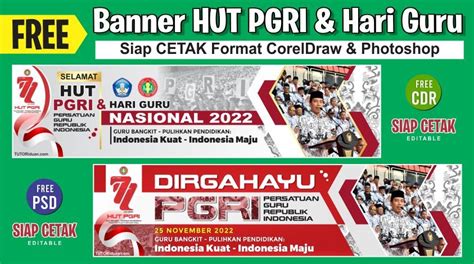 Cara Desain Spanduk Hut Pgri And Hari Guru Nasional 2022 Free Cdr And Psd