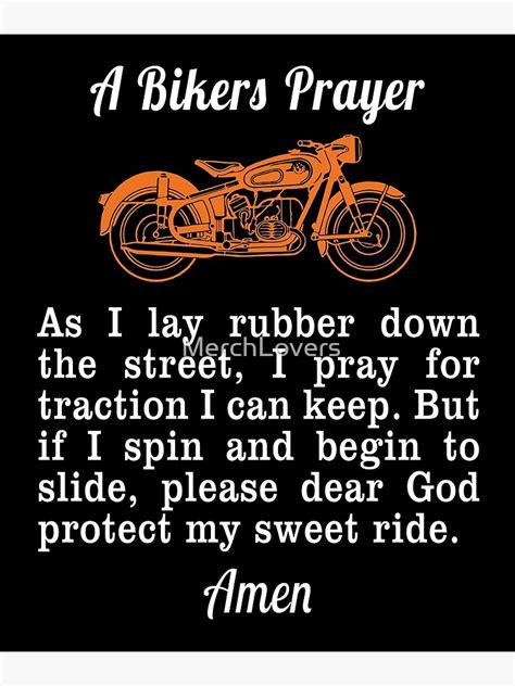 Motorcycle Bikers Prayer Design Photographic Print By Merchlovers