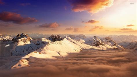 Snowy Mountain Peaks Above The Clouds Wallpaper Nature 47 Mountains