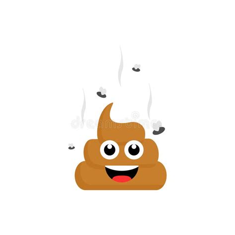 Poop Emoji Flames Icon Isolated On White Background Fly Around Stinky