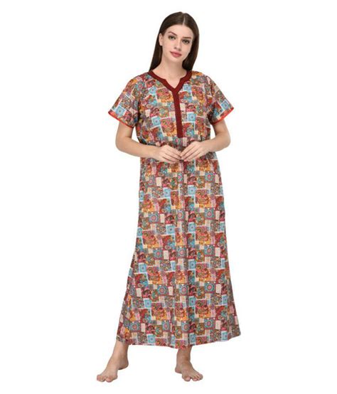 Buy Nightfab Cotton Nighty And Night Gowns Multi Color Online At Best Prices In India Snapdeal