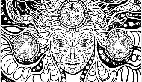 Psychedelic woman - Psychedelic Adult Coloring Pages