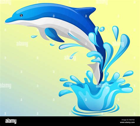 The Dolphin Who Is Jumping Out Of Sea Water Vector Illustration Stock