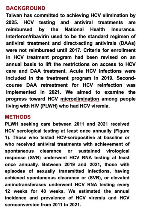Progress Toward Hcv Microelimination Among Hiv Positive Patients In Taiwan