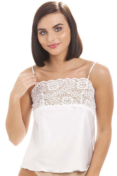 Camille Womens Luxury Camisole Lace Trim Vest Top Black White Or Ivory Ebay