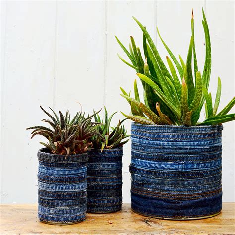How To Make A Gorgeous Recycled Jean Planter Pillar Box Blue