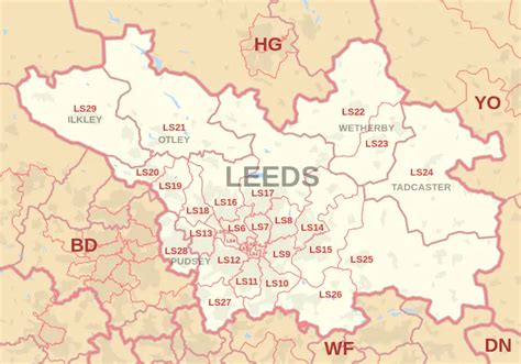 Leeds Postcode Information List Of Postal Codes Uk