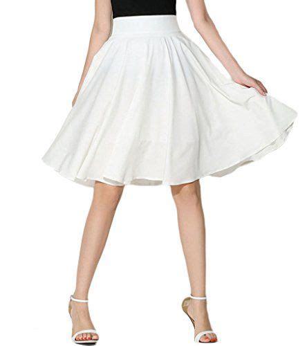 persun womens basic flared high waist midi skater skirtwhitel click image to review more