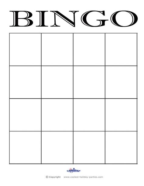 The Astounding 4x4 Blank Bingo Card Template Elementary Music Blank