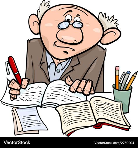 Professor Or Writer Cartoon Royalty Free Vector Image