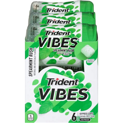 Trident Vibes Spearmint Rush Sugar Free Gum 6 Bottles Of 40 Pieces