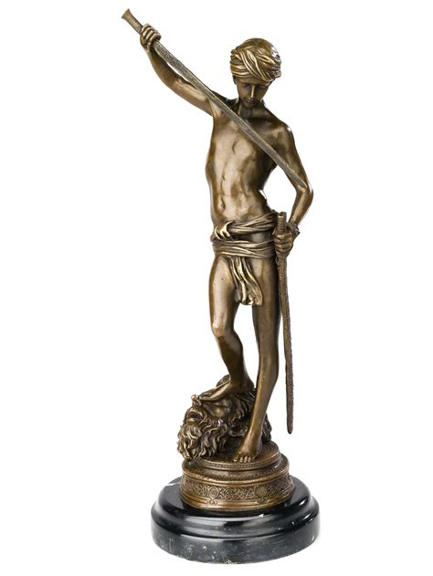 Wunderschöne David Philister Goliath Bronzeskulptur Nach Altem Vorbild