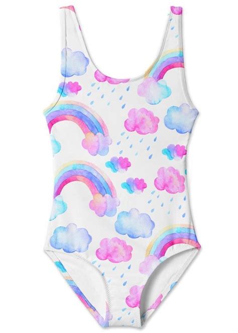 Stella Cove Girls Rainbows And Cloud Tank Style One Piece Swimsuit