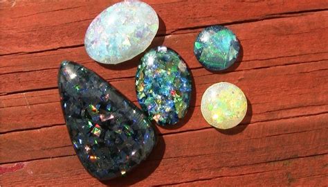 Faux Opal Resin Cabochons Diy Tutorial Demo Artresin Wood Jewelery