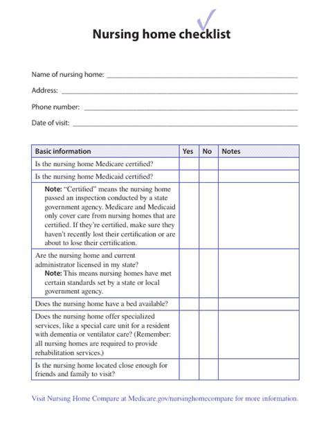Nursing Home Checklist Fill Out Sign Online And Download Pdf Templateroller