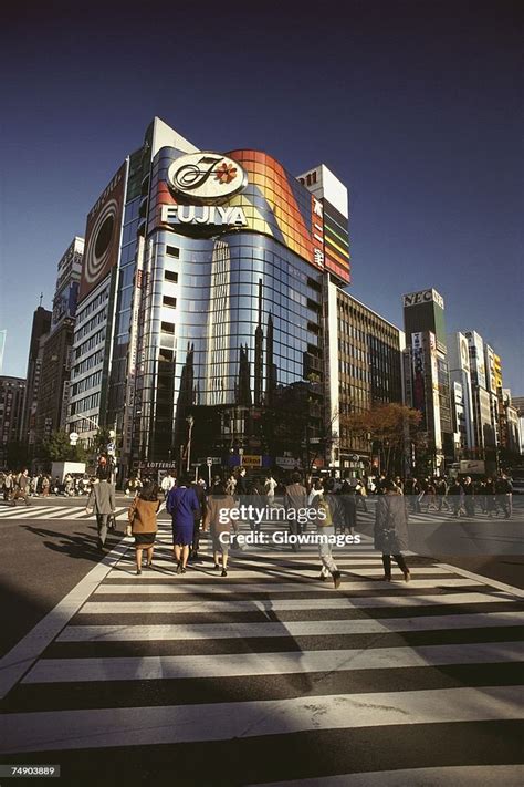 Group Of People Walking On The Zebra Crossing Ginza Tokyo Prefecture