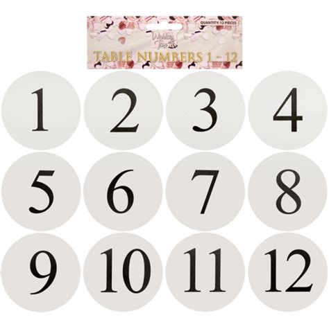 Table Number Cards 1 12 Party Store 4 U