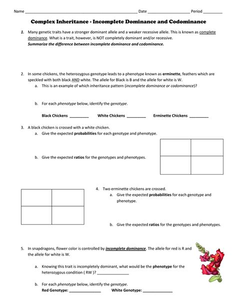 This genetic punnett squares guided student notes to follow the power point. Incomplete Dominance And Codominance Worksheet | Kids Activities