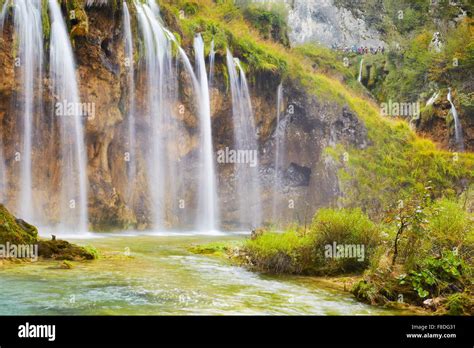 Waterfalls In Plitvice Lakes National Park Croatia Unesco Stock Photo