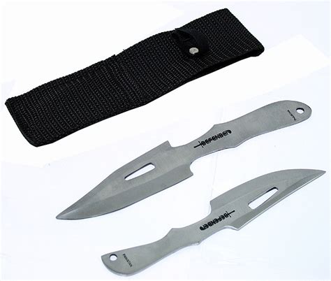 7 And 6 Silver Throwing Knives With Sheath 5333
