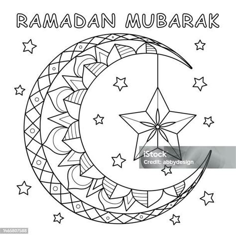 Halaman Mewarnai Lentera Bulan Sabit Ramadhan Ilustrasi Stok Unduh