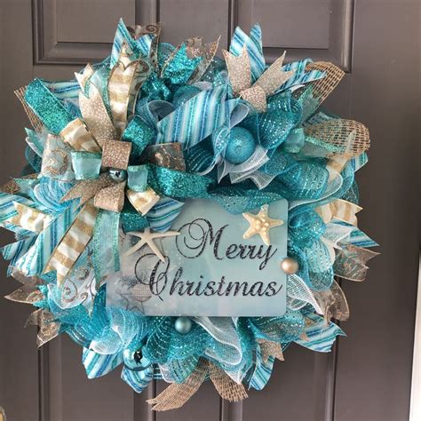 Bedding, lighting, rugs, furniture, decor, bath Christmas Beach Wreath Coastal Holiday Front Door Decor ...