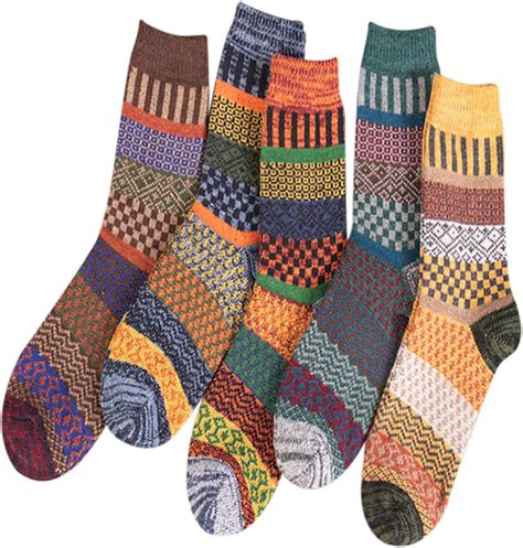 Boylee 5 Pairs Autumn Winter Nordic Socks Thick Knitted Two Way